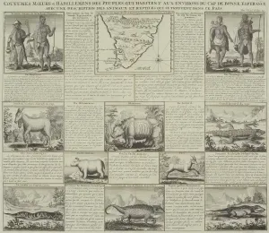 South African History Drucke: Antique document and map