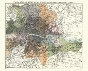 Alte Karte von London, 1880