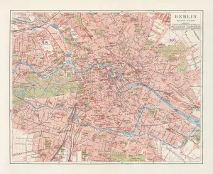 Stadtplan von Berlin (Deutschland), Lithografie aus dem Jahr 1897