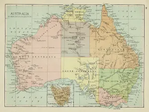 Antique Australian Cartography Drucke: Map of Australia