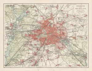 Rare Historical Maps For Sale Drucke: Map of Berlin 1900