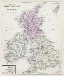 Karte von Großbritannien und Irland 1877