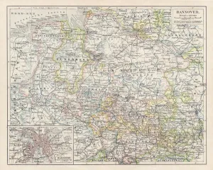 Bibliographisches Institut Atlas Drucke: Map of Hannover 1900