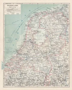 Niederlande Drucke: Karte der Niederlande 1900