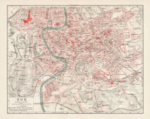 Bibliographisches Institut Atlas Drucke: Map of Rome 1900