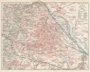 Rare Historical Maps Drucke: Map of Vienna 1900