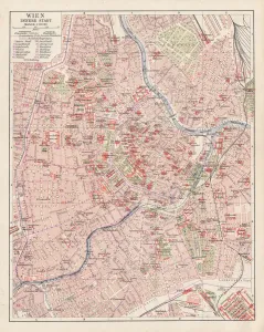 Antique Maps For Sale Online Drucke: Map of Vienna 1900
