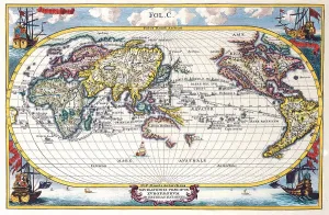 Rare Historical Maps Drucke: Map of the World