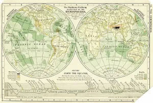 Antique Historical Maps Online Drucke: Map of the world in Hemispheres 1898