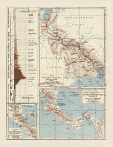 Drucke von Alter Kartenstück des Panamakanalprojekts. Lithografie, veröffentlicht im Jahr 1880 Kolumbien Drucke: Panamakanalprojekt, Lithografie, veröffentlicht im Jahr 1880