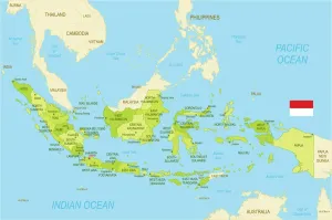 Drucke von Ein Stück der Geschichte Indonesiens - Ein altes Kartenwerk, das die Schätze des Archipels enthüllt Indonesien Drucke: Karte Indonesiens