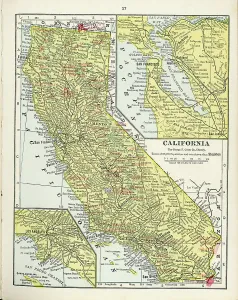 Vintage US Maps Drucke: Map Of California
