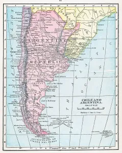 Old World Atlas Prints Drucke: Map Of Chile And Argentina