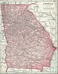 Vintage US Maps Drucke: Map Of Georgia