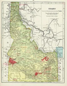 Vintage US Maps Drucke: Map Of Idaho