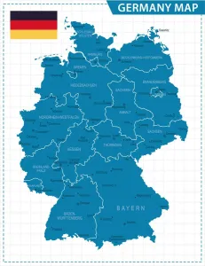 Drucke von Vektormapen der Deutschland mit Infografik-Elementen Bilder Datiert 2017 August: Deutschland-Karte - Zeichnung