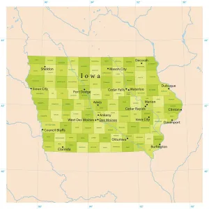 Karten-Illustrationen Drucke: Iowa-Vector-Karte
