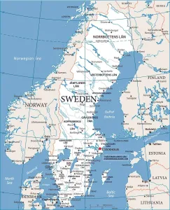 Schweden Drucke: Karte von Schweden - Vektor