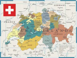 Drucke von Karte der Schweiz - Vektorillustration Schweiz Drucke: Karte der Schweiz