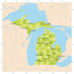 Karten-Illustrationen Drucke: Michigan-Vector-Karte