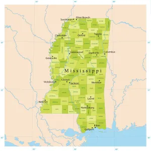 Karten-Illustrationen Drucke: Bildkartierung des Mississippi