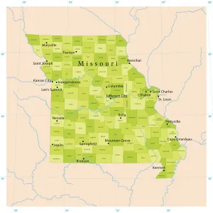 Karten-Illustrationen Drucke: Kartenbild Missouri