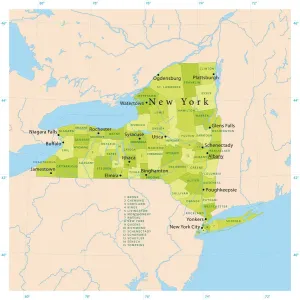 Karten-Illustrationen Drucke: Neues Staatsgebiet von New York, Vektor-Atlas