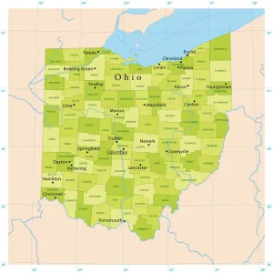 Karten-Illustrationen Drucke: Ohios Vektor-Karte