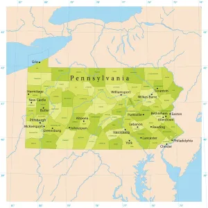 Karten-Illustrationen Drucke: Pennsylvanien-Vectorkarte