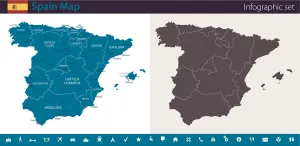 Map Illustrations For Sale Drucke: Spain Map - Infographic Set