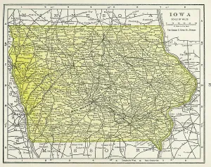 Map Treasures Collection Drucke: Map Of Iowa