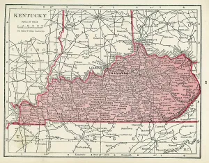 Historical US Geography Maps Drucke: Map Of Kentucky
