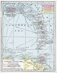 Caribbean Island Map Drucke: Map Of The Lesser Antilles