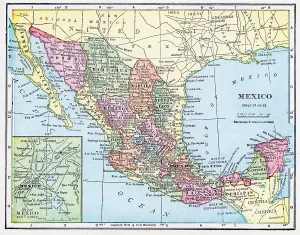 Colorful Country Maps Drucke: Map Of Mexico And Her States