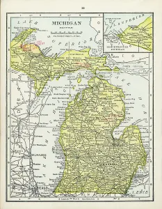 United States Historical Maps Drucke: Map Of Michigan
