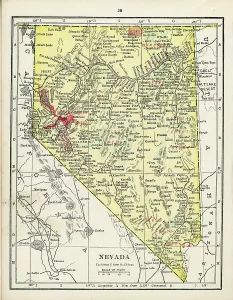 Vintage US Maps Drucke: Map Of Nevada