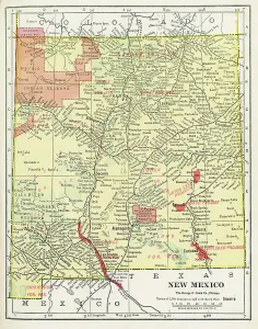 Vintage US Maps Drucke: Map Of New Mexico