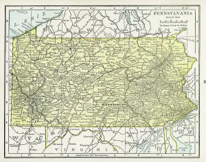 Pennsylvania Map Drucke: Map Of Pennsylvania