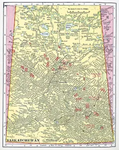 Antique Canadian Maps Drucke: Map Of Saskatchewan