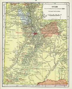 Vintage US Maps Drucke: Map Of Utah