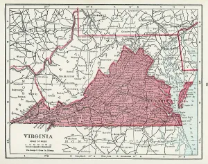 US State Maps Drucke: Map Of Virginia