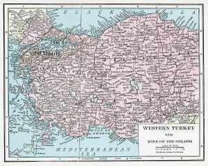 Antique Middle Eastern Maps Drucke: Map Of Western Turkey