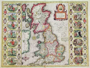 Drucke von Großbritannien wie es in der Zeit der englischen Sachsen geteilt war, besonders während ihrer Heptarchie (handfarbige Kupferstich) (Foto von Art Images via Getty Images) Bilder Datiert 2012 Februar: Privatsammlung