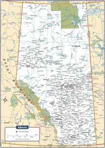 Drucke von Referenzkarten, 103745689 Karte Drucke: Provinzaltes Kartenbild von Alberta
