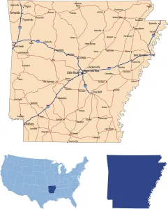 Map Illustrations For Sale Drucke: Arkansas road map
