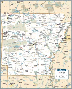 US State Maps Drucke: Arkansas State Map