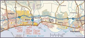 Fine Art Storehouse Maps Drucke: Biloxi area map