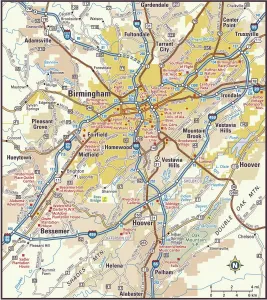 Fine Art Storehouse Maps Drucke: Birmingham, Alabama area map