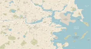 Large Format Maps Drucke: Boston Map