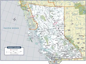 Drucke von Referenzkarten, 103745748 Kanada Drucke: Britische Kolumbien Provinz-Karte